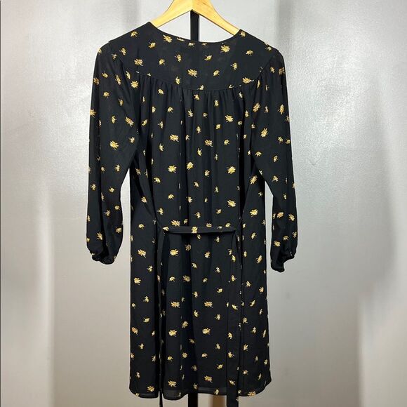 Madewell Black Floral Long Sleeve Dress with Belt - Picture 5 of 8